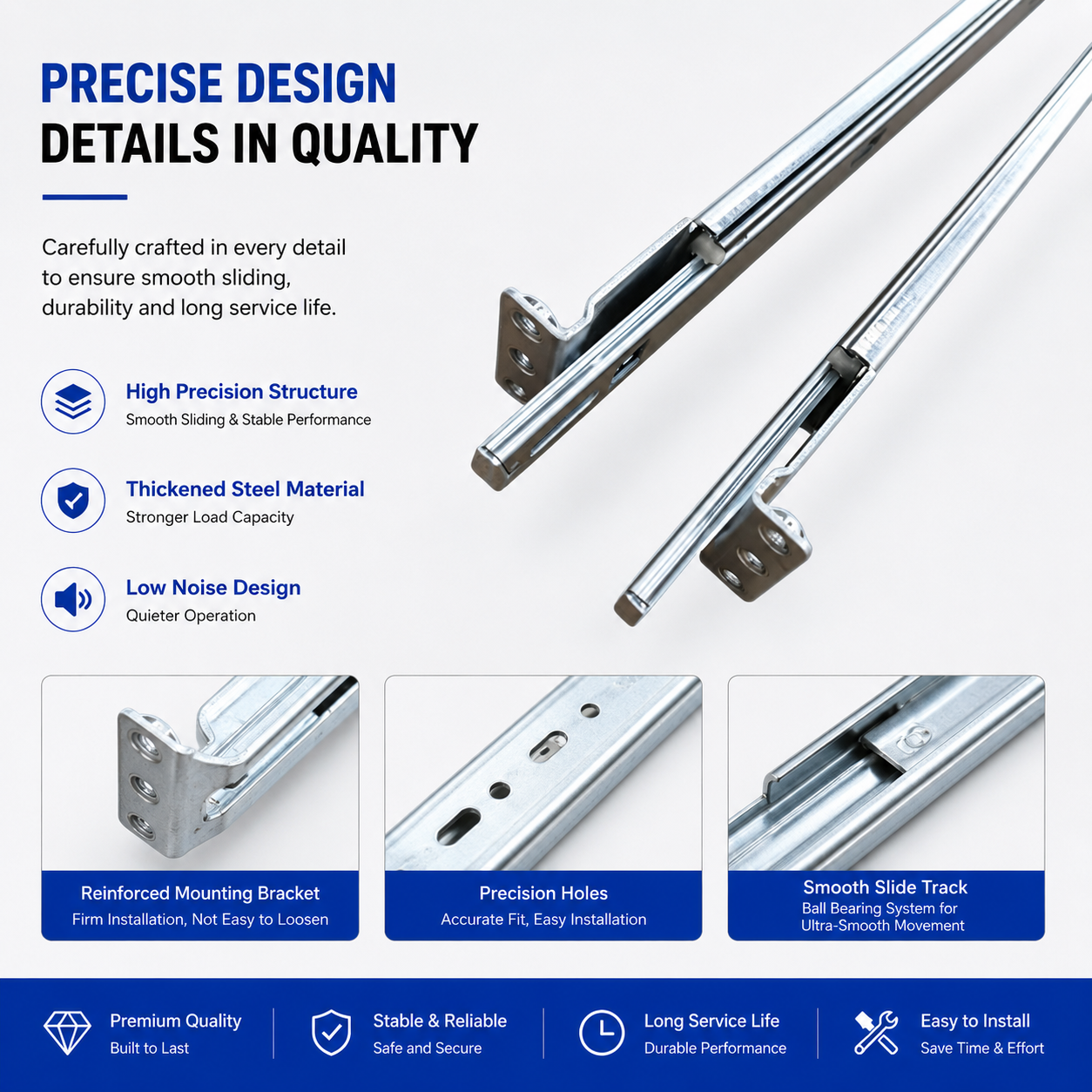 MS-BSR-60 Three-Section Ball Bearing Server Rail