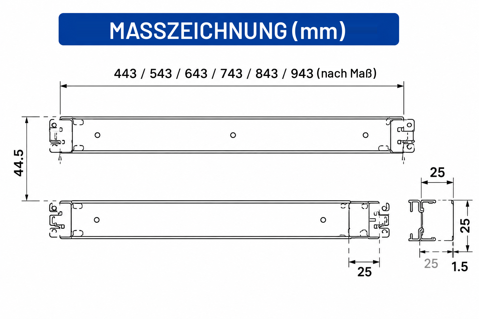 MS-FIX-1U Feste L-förmige Rack-Montagewinkel