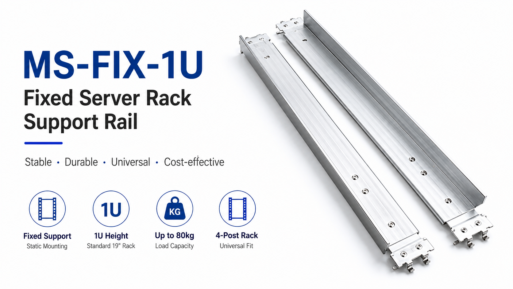 MS-FIX-1U Fixed Server Rack Support Rail
