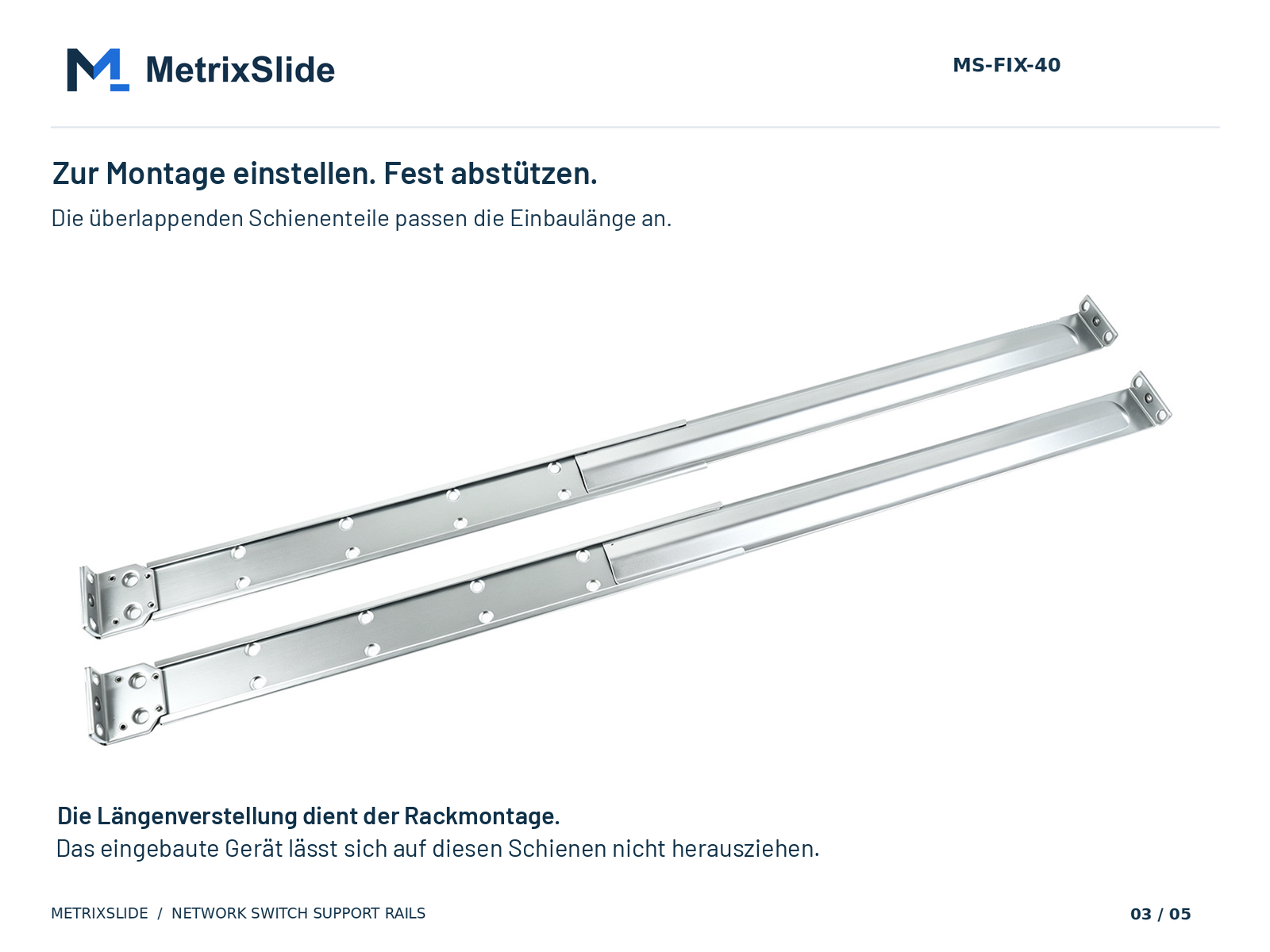 MS-FIX-40 Verstellbare feste Auflageschienen für Netzwerk-Switches