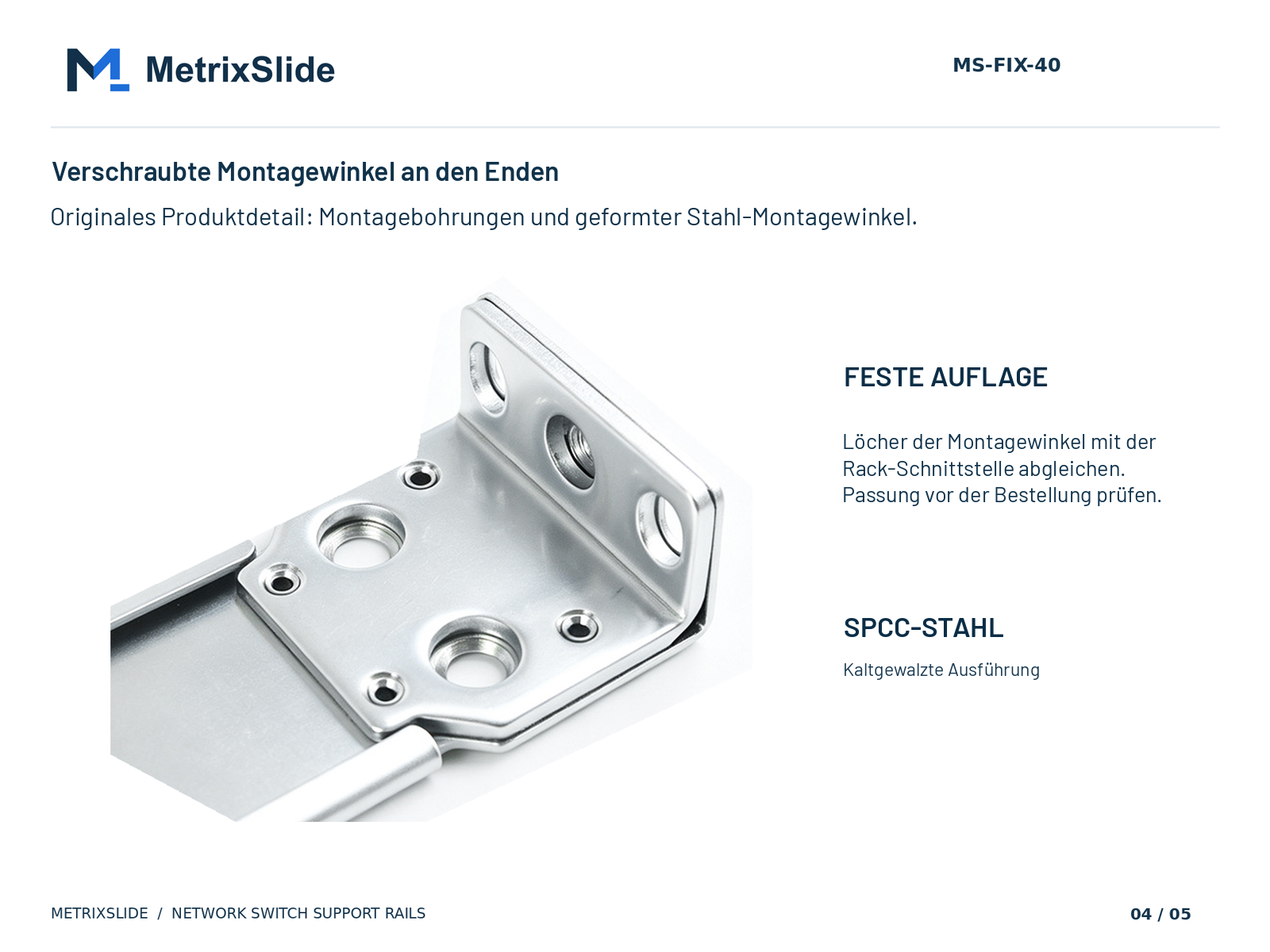 MS-FIX-40 Verstellbare feste Auflageschienen für Netzwerk-Switches