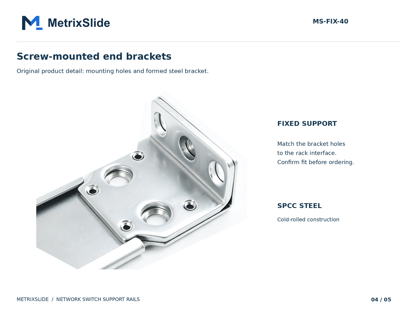 MS-FIX-40 screw mounting bracket detail