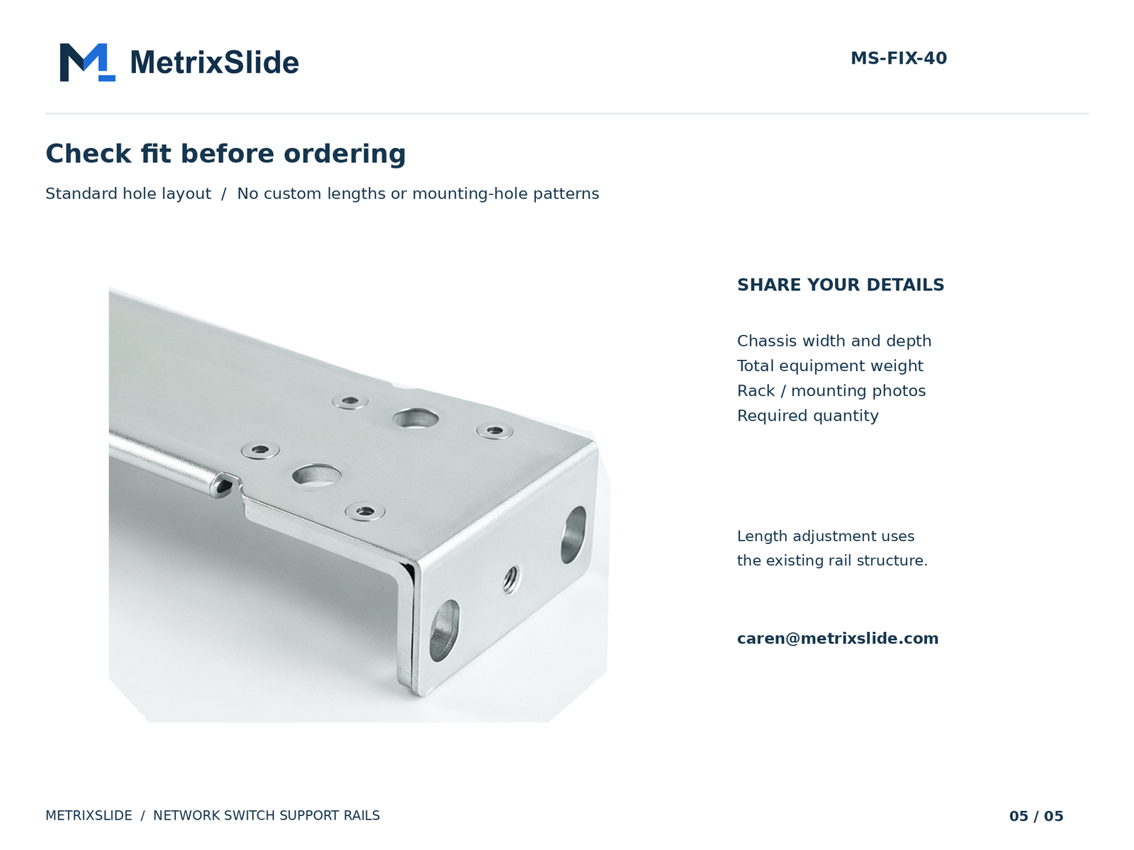 MS-FIX-40 standard configuration selection