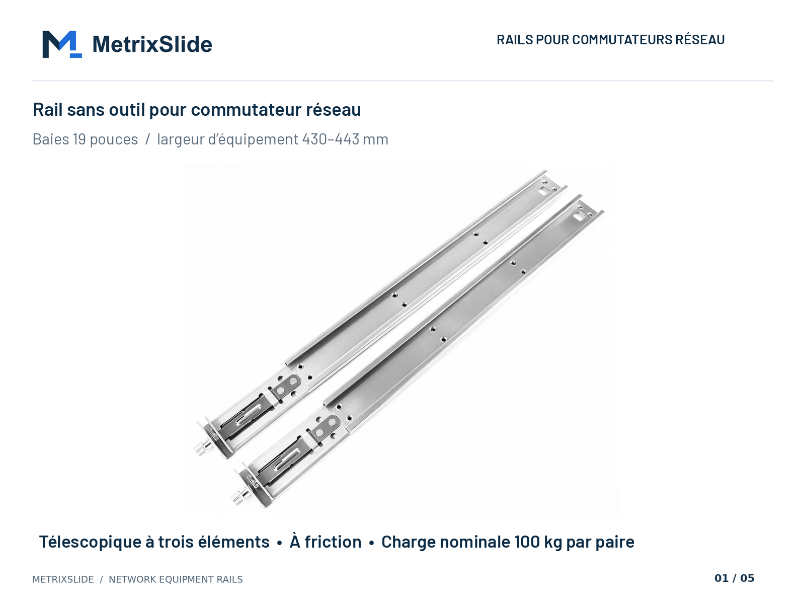 MS-FMR-SW-100 Rail sans outil pour commutateur réseau