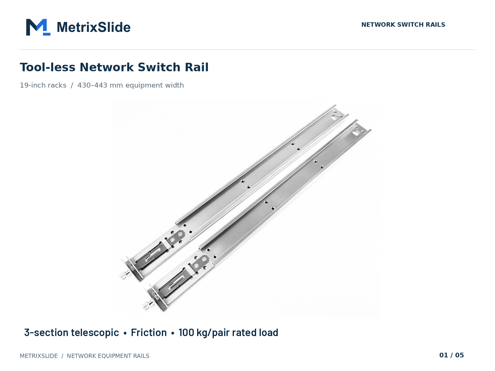 MS-FMR-SW-100 Tool-less Network Switch Rail