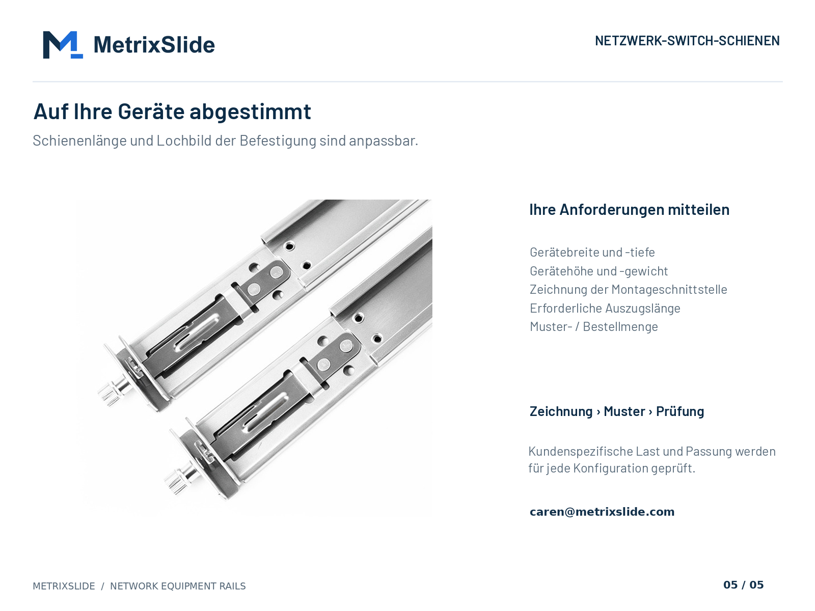 Detail der Gerätebefestigung und Angaben für kundenspezifische Konfigurationen