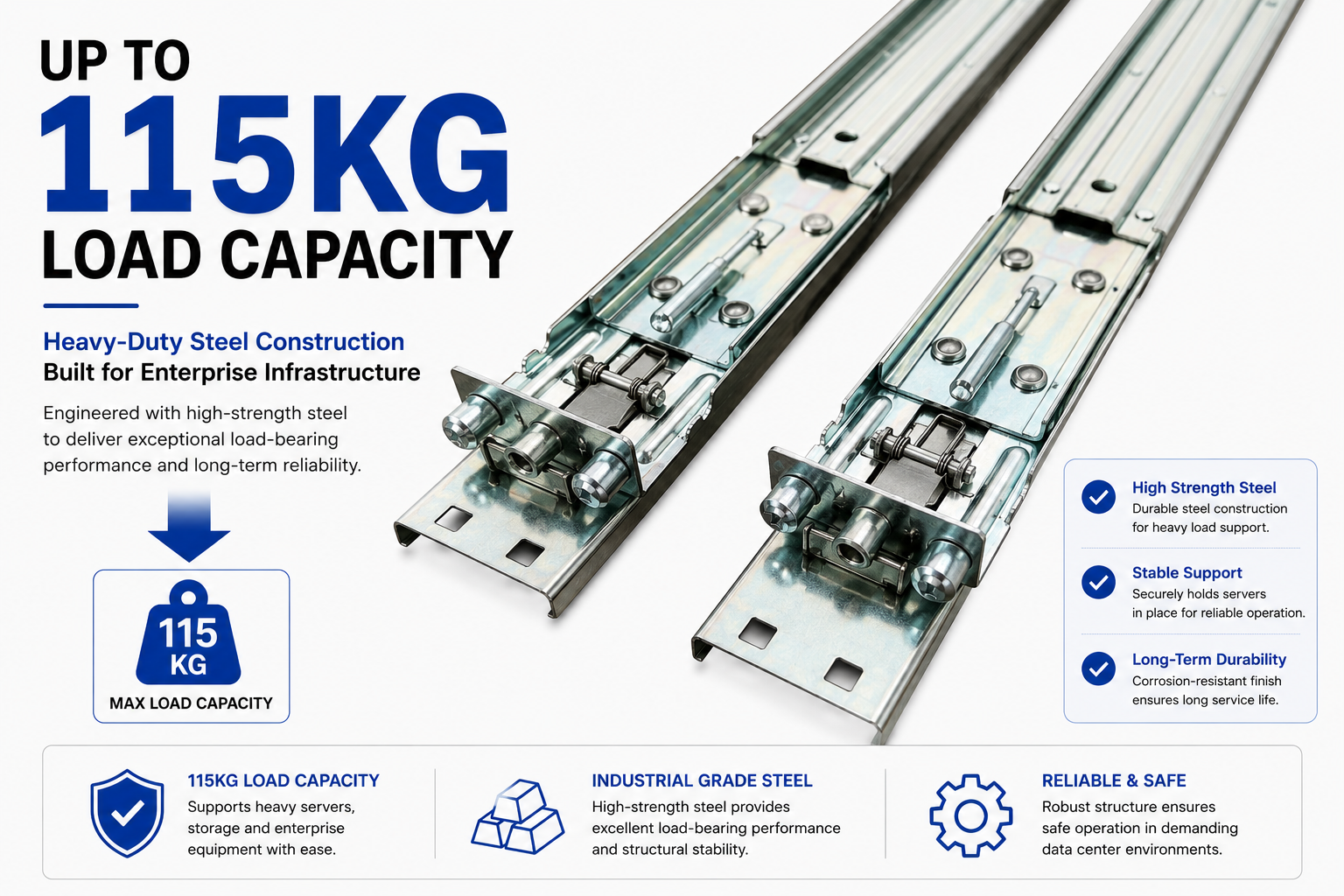 MS-FMR-1U2U-115 Tool-less Friction Mount Server Rail