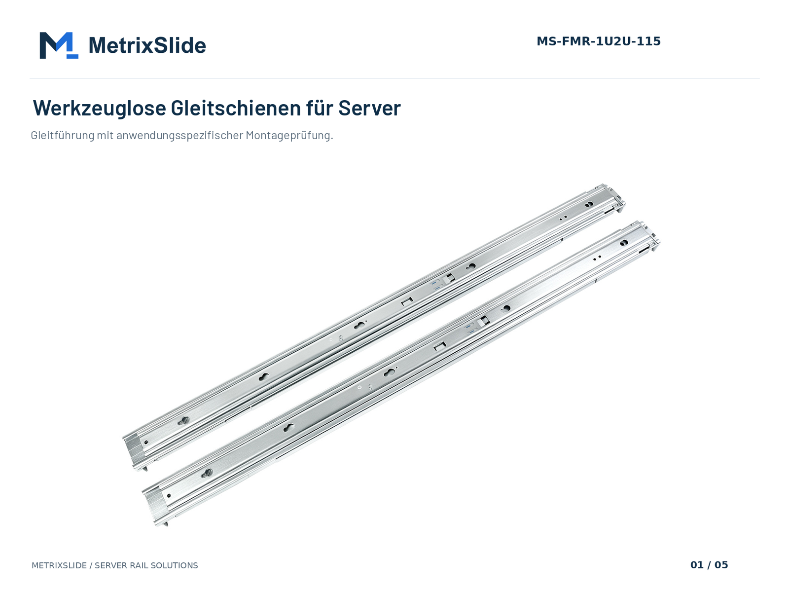 MS-FMR-1U2U-115 Werkzeuglose Server-Gleitschienen (ohne Kugellager)