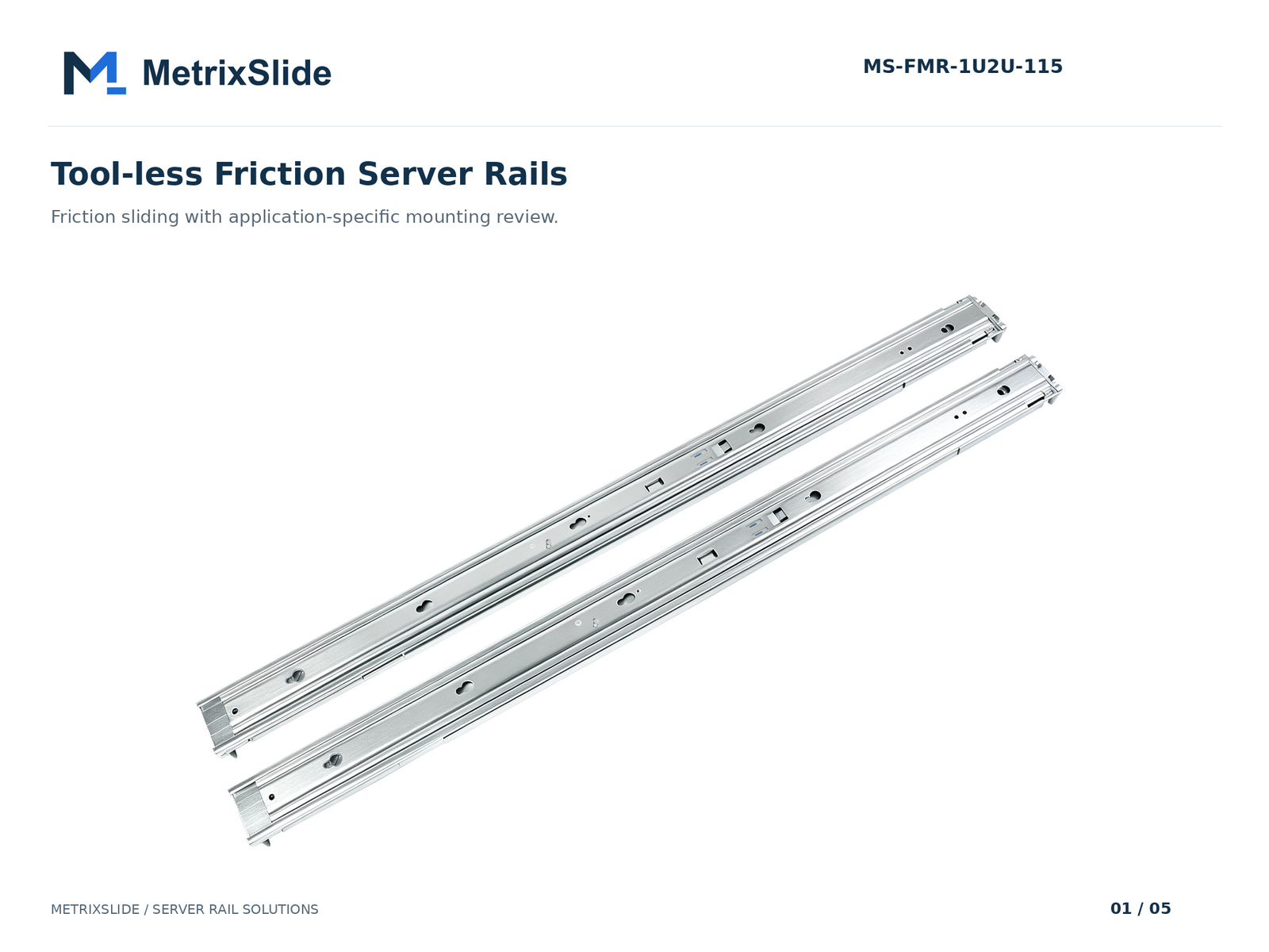 MS-FMR-1U2U-115 Tool-less Friction Server Rails