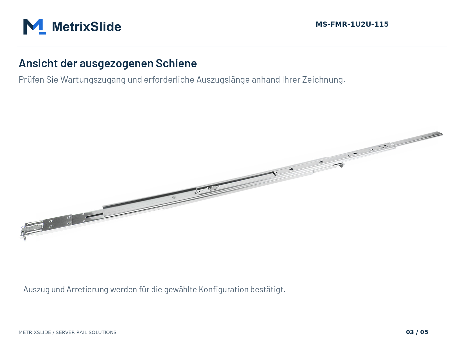 MS-FMR-1U2U-115 Werkzeuglose Server-Gleitschienen (ohne Kugellager)