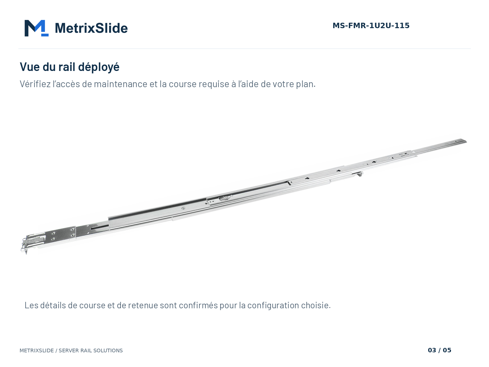 Rails de serveur à friction sans outil MS-FMR-1U2U-115
