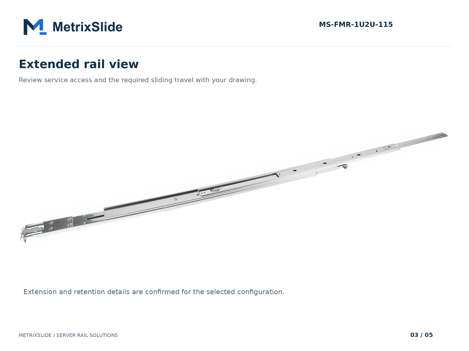 MS-FMR-1U2U-115 Tool-less Friction Server Rails