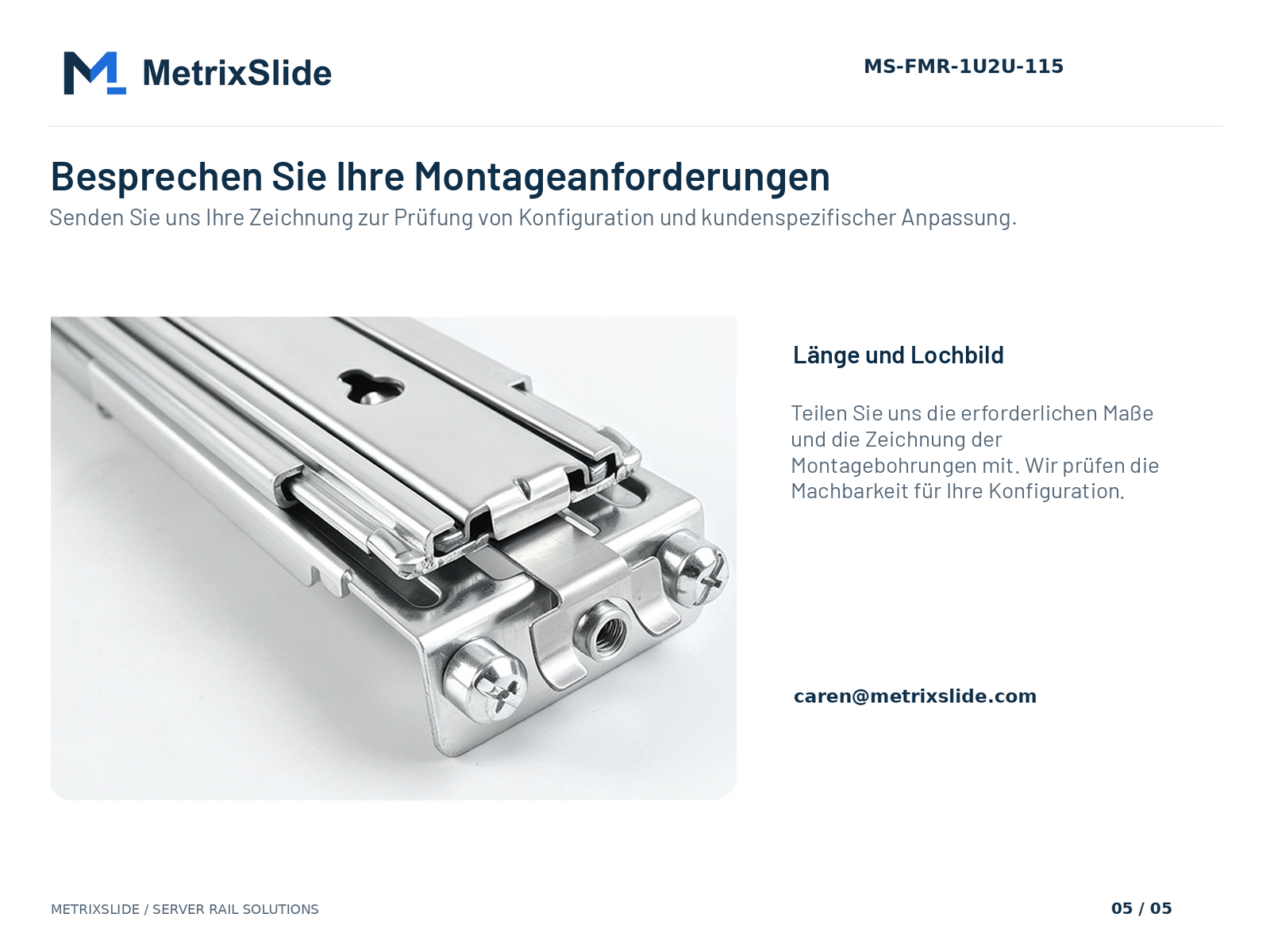 MS-FMR-1U2U-115 Werkzeuglose Server-Gleitschienen (ohne Kugellager)