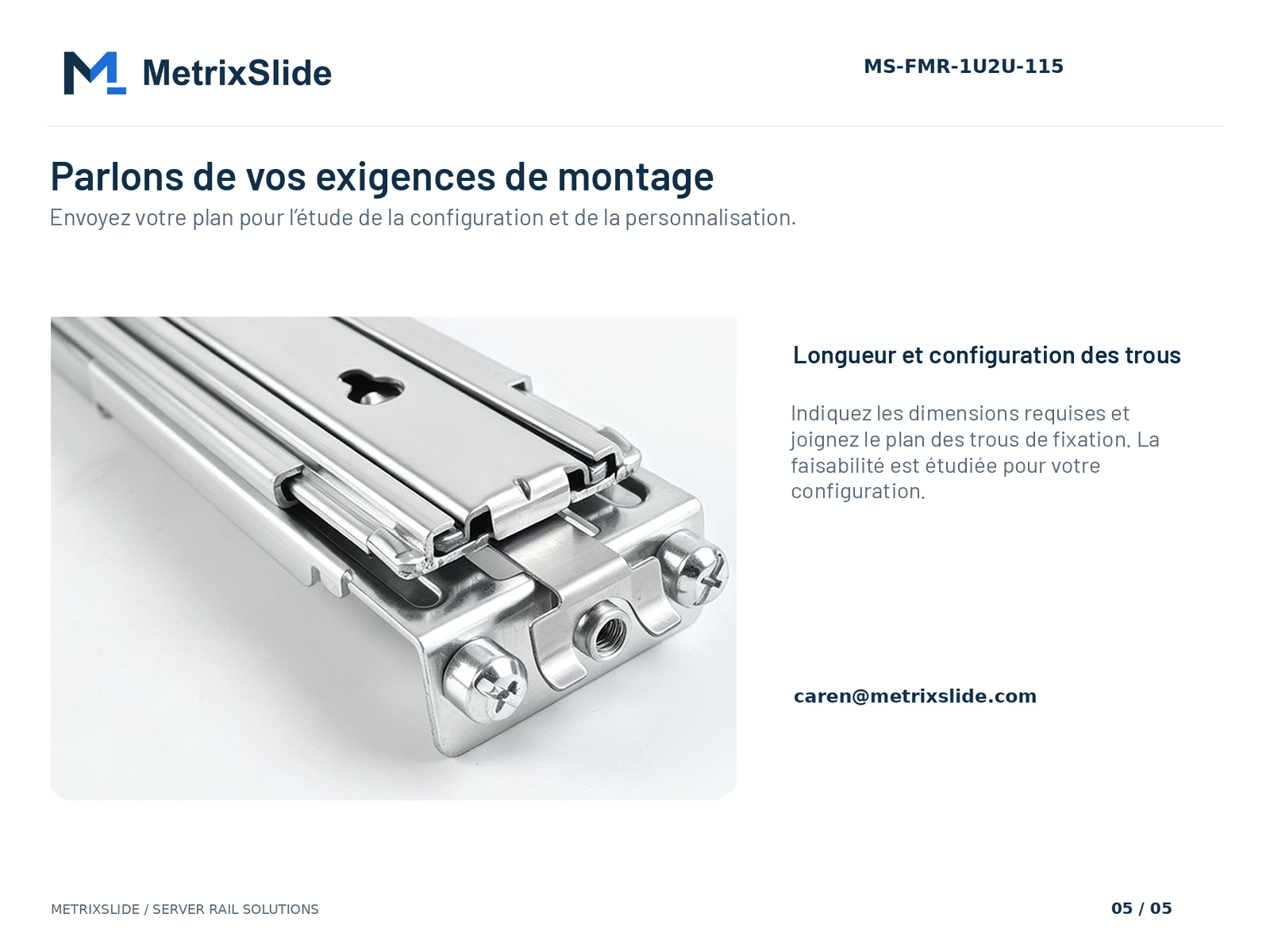 Rails de serveur à friction sans outil MS-FMR-1U2U-115