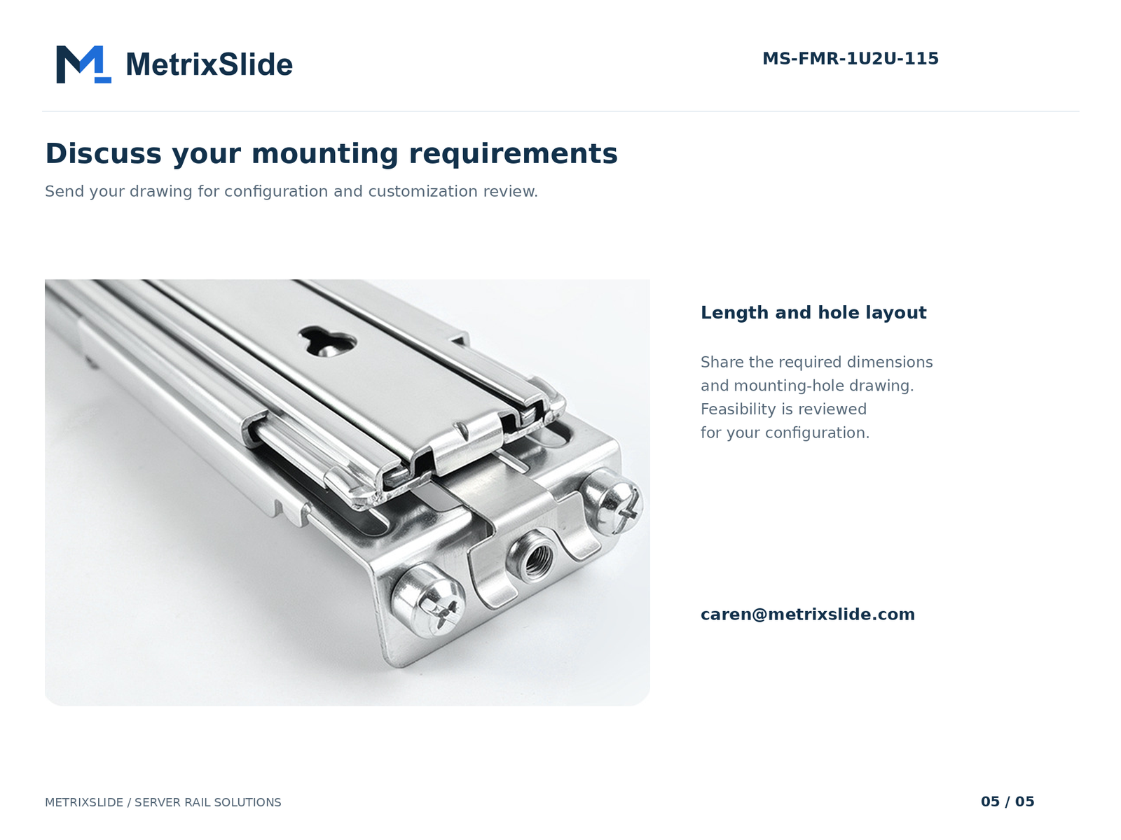 MS-FMR-1U2U-115 Tool-less Friction Server Rails
