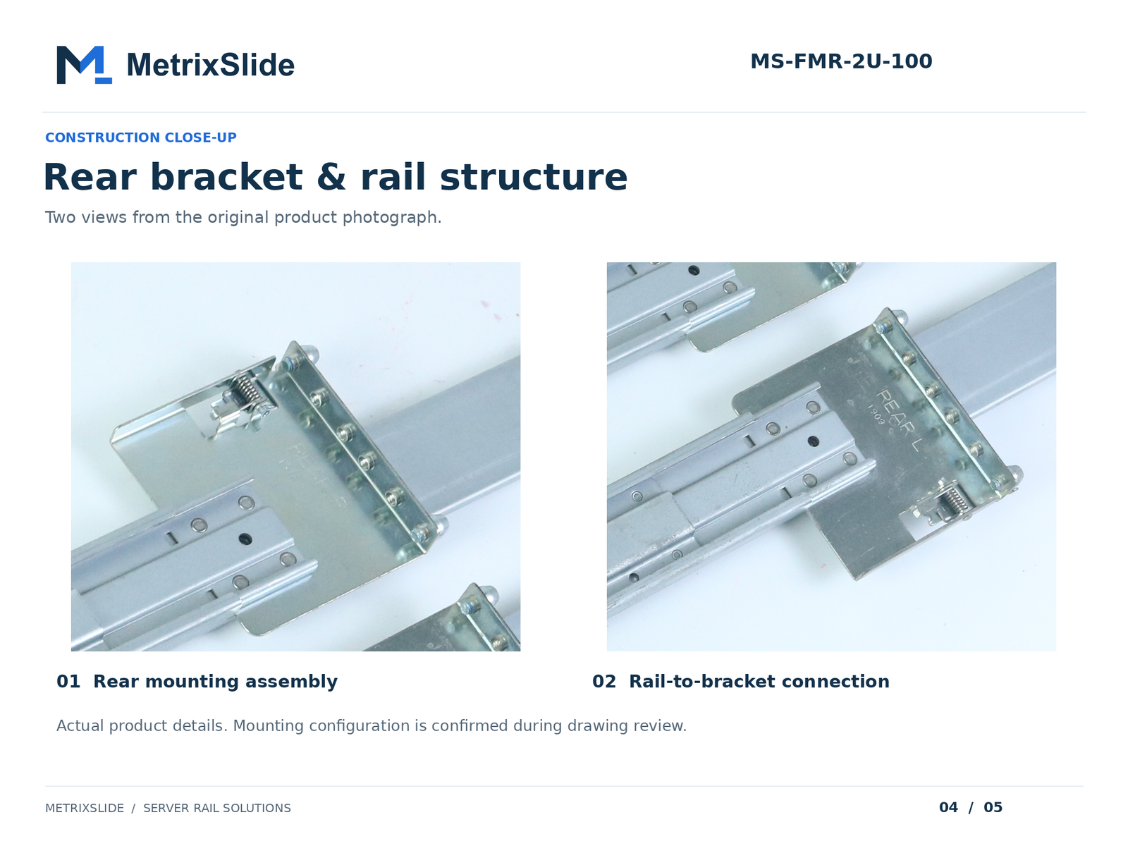 MS-FMR-2U-100 Tool-less 2U Friction Server Rails