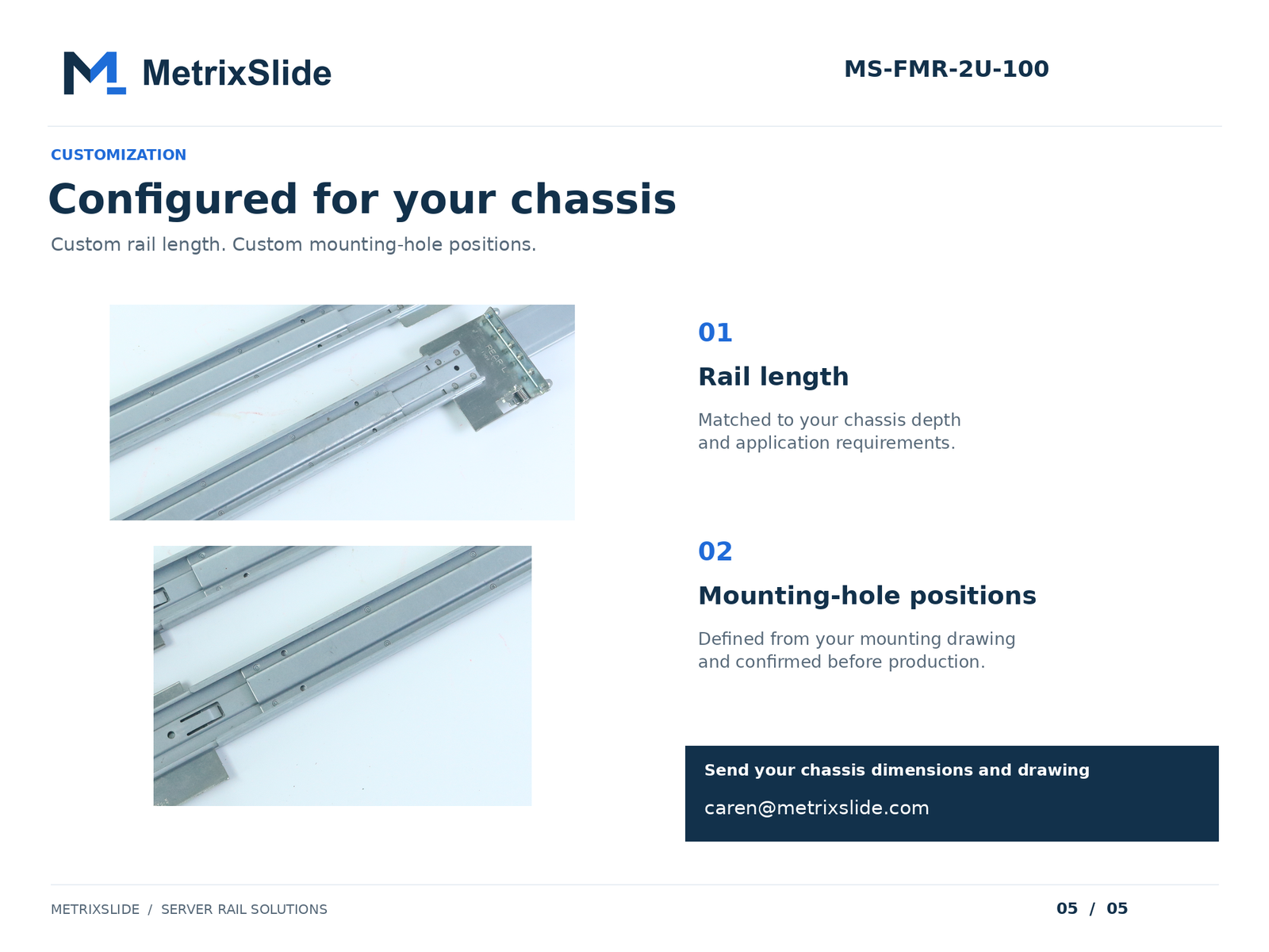 MS-FMR-2U-100 Tool-less 2U Friction Server Rails