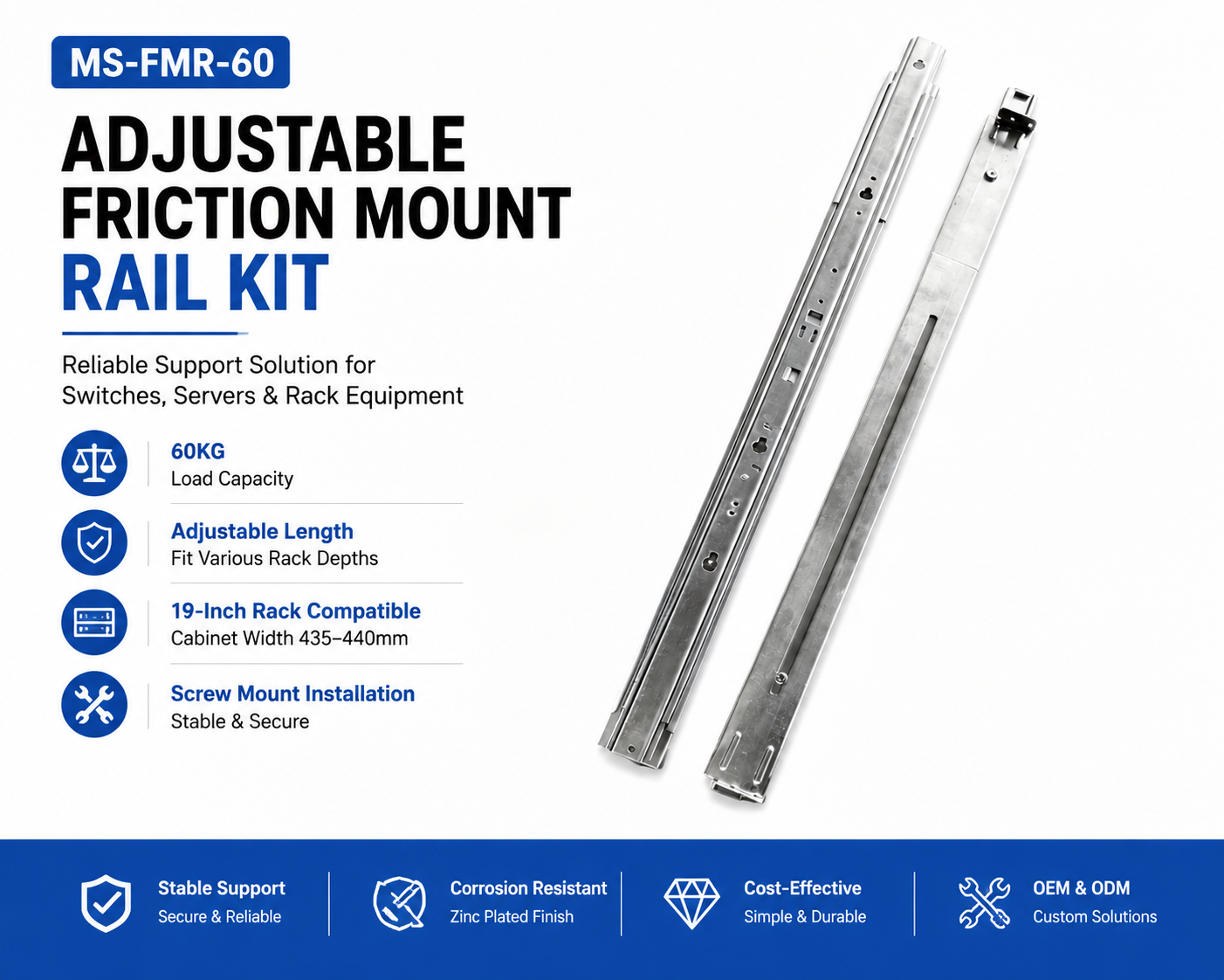MS-FMR-60 Adjustable Friction Mount Rail Kit