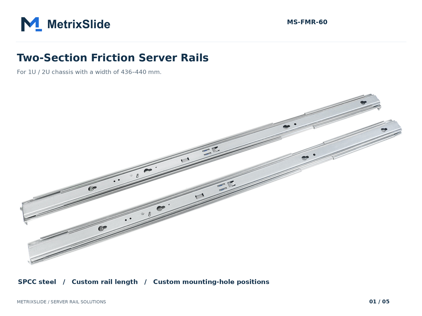 MS-FMR-60 Two-Section Friction Server Rail Kit