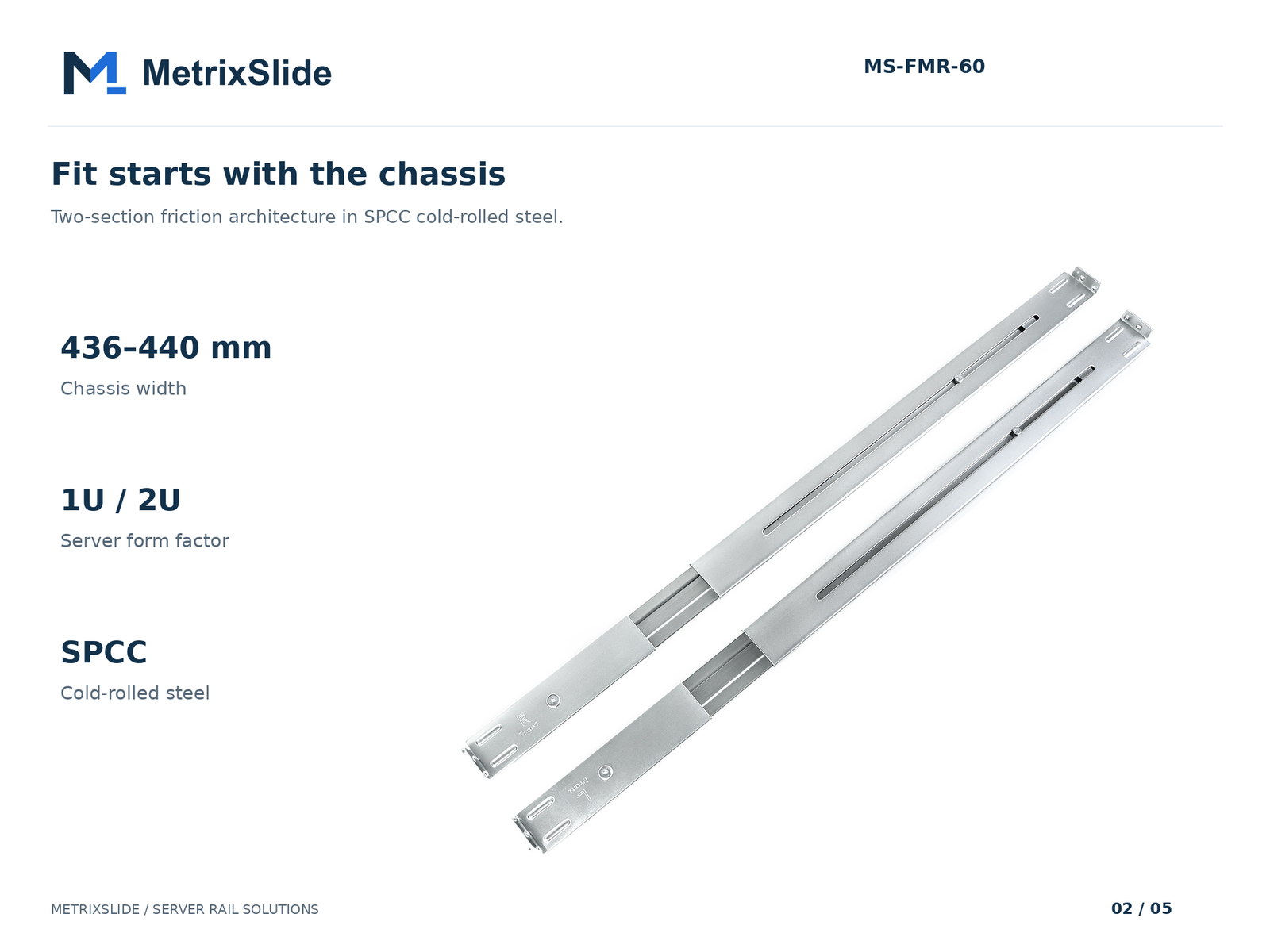 MS-FMR-60 Two-Section Friction Server Rail Kit