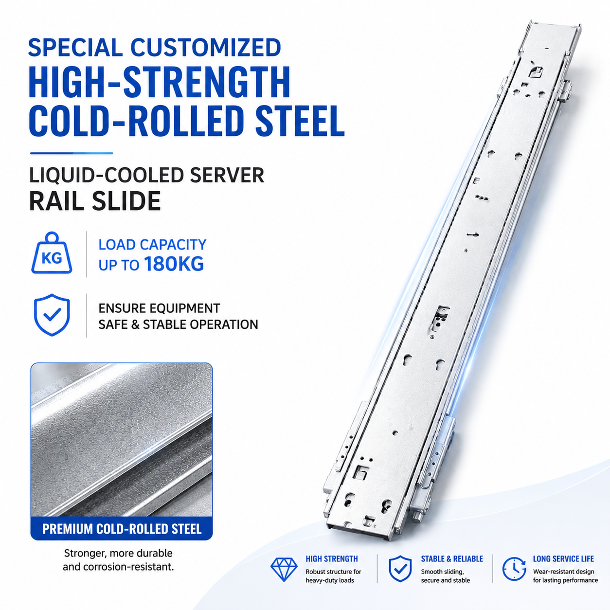 MS-GSR-2U-180 Heavy-Duty GPU Server Rail