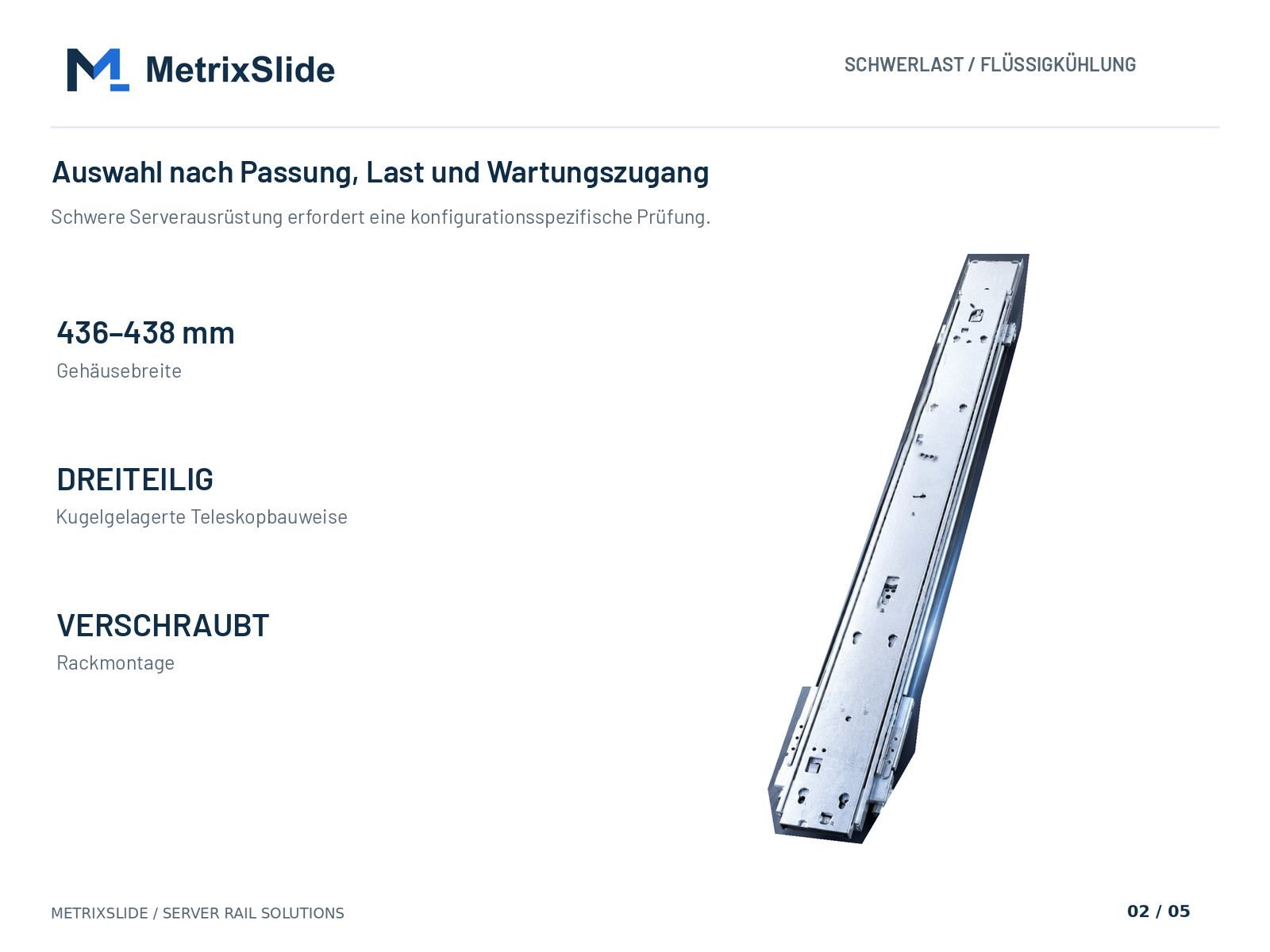MS-BBR-180 Schwerlast-Serverschiene für flüssigkeitsgekühlte Server