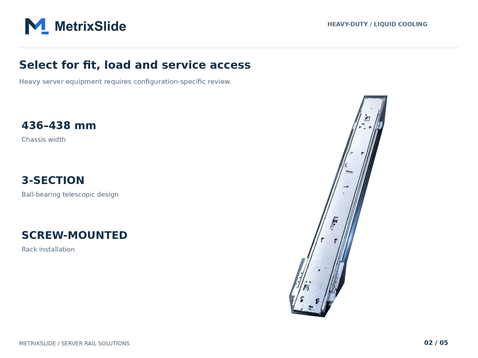 MS-BBR-180 Heavy-Duty Liquid-Cooling Server Rail