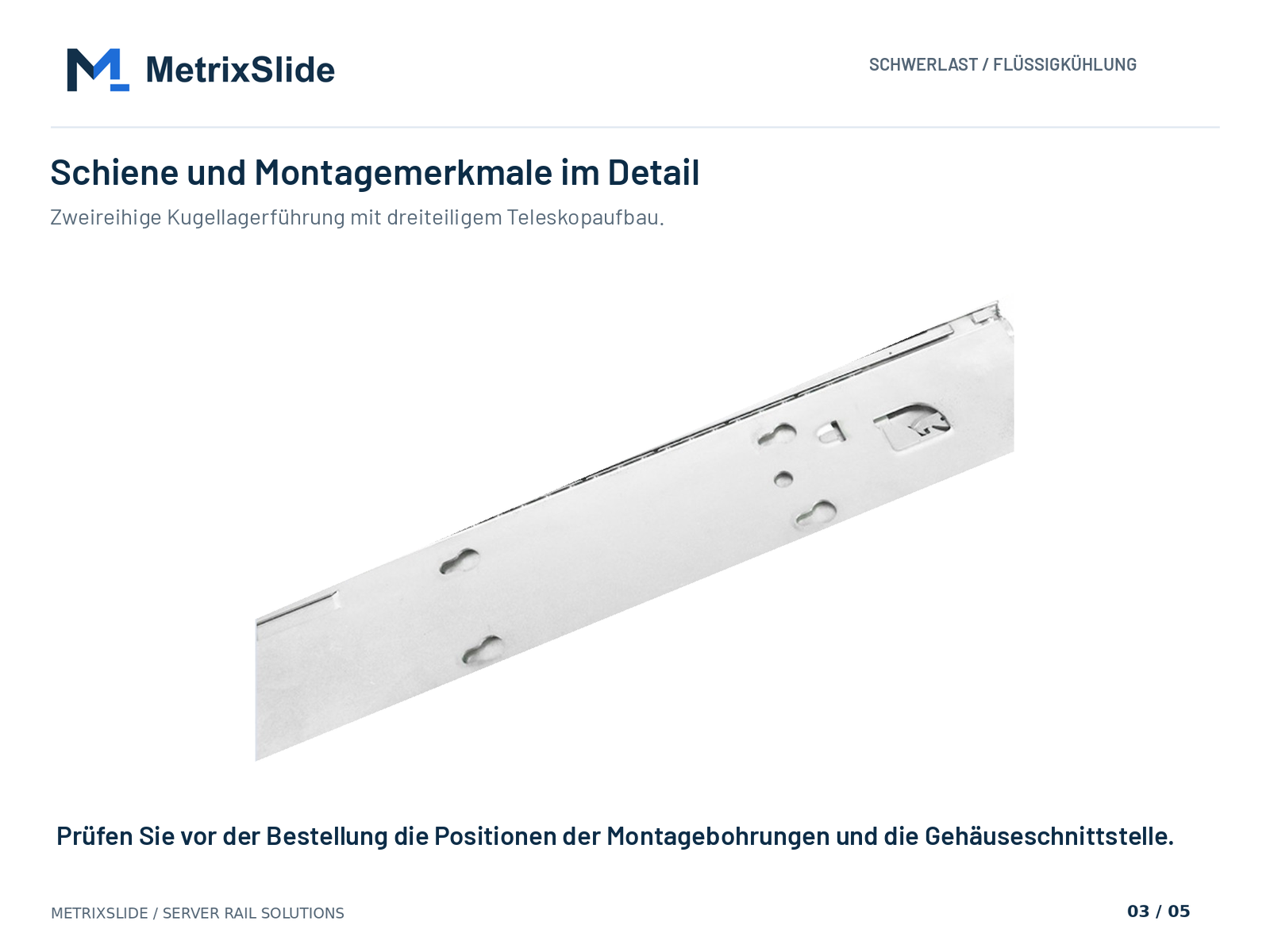 MS-BBR-180 Schwerlast-Serverschiene für flüssigkeitsgekühlte Server