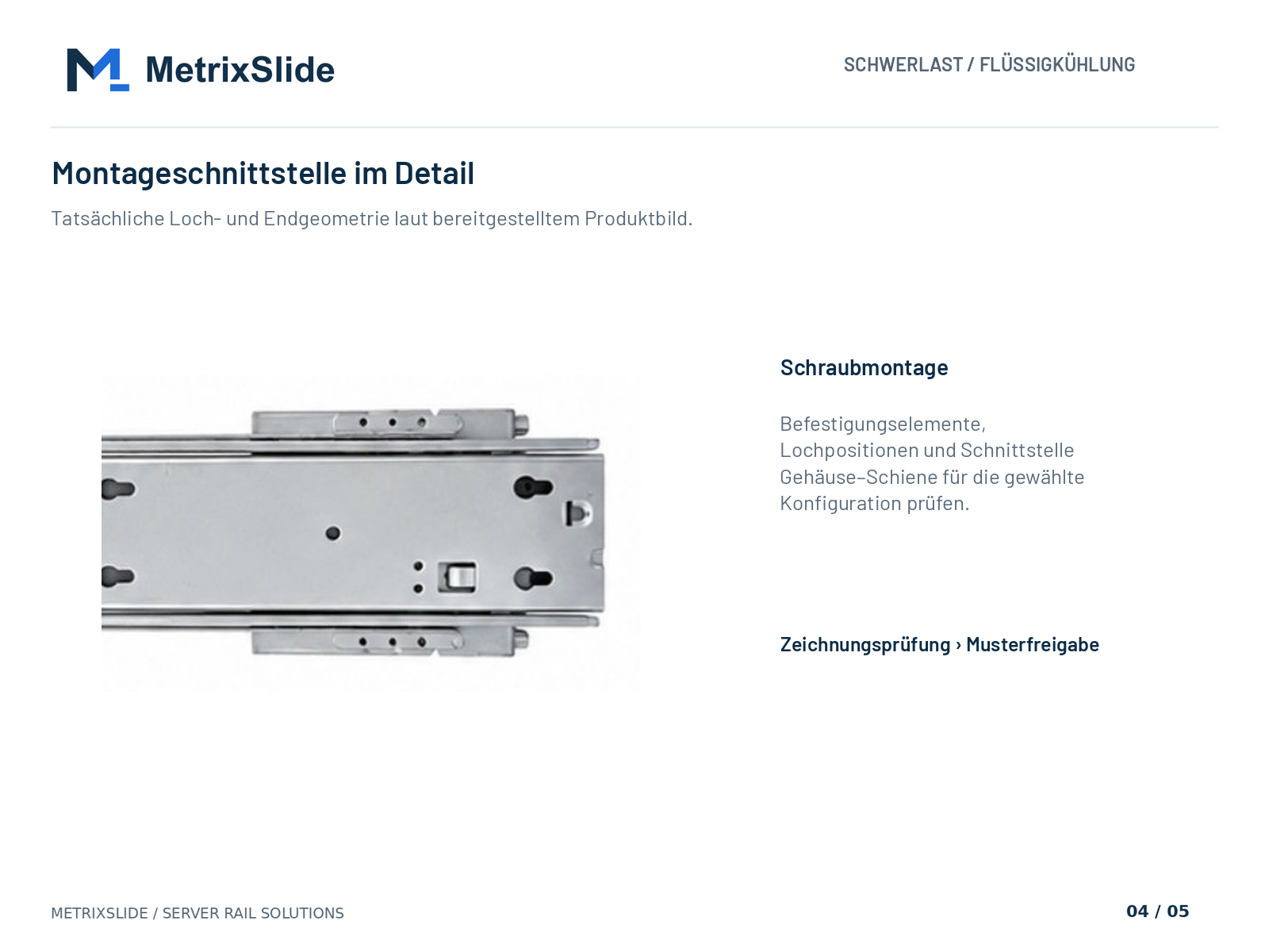 MS-BBR-180 Schwerlast-Serverschiene für flüssigkeitsgekühlte Server