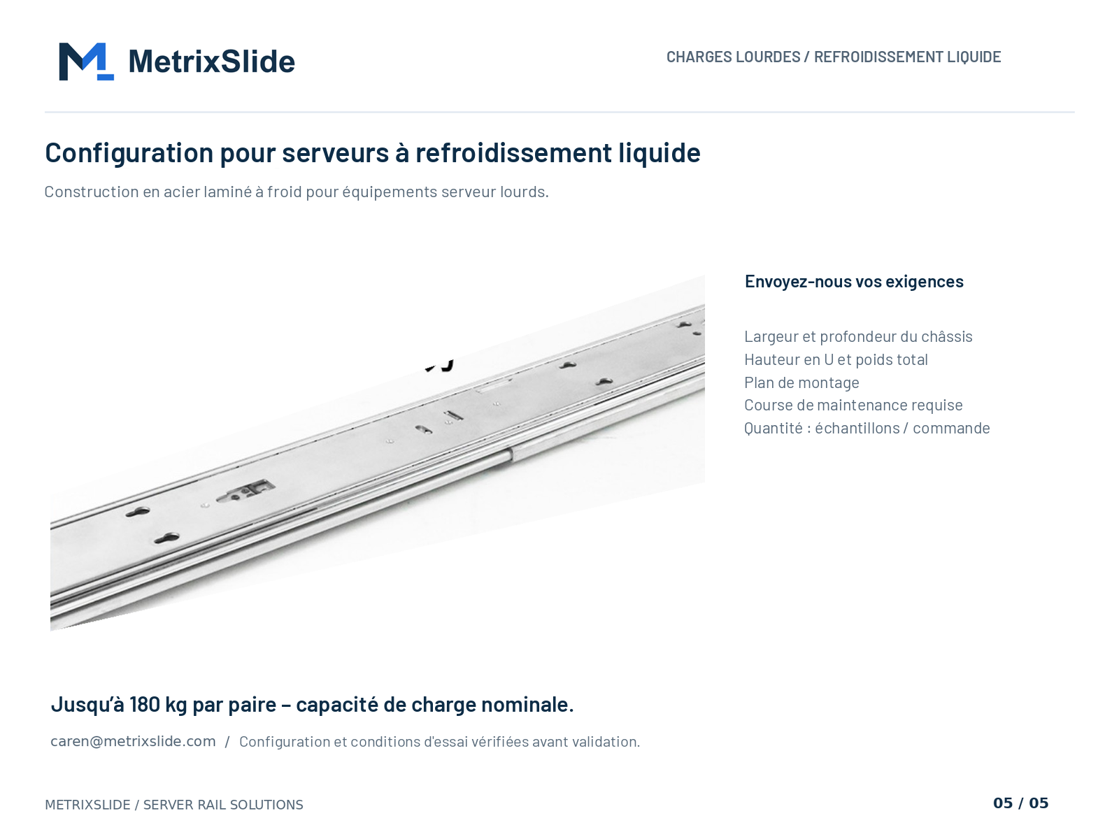 Détail du rail en acier laminé à froid et données de configuration à fournir
