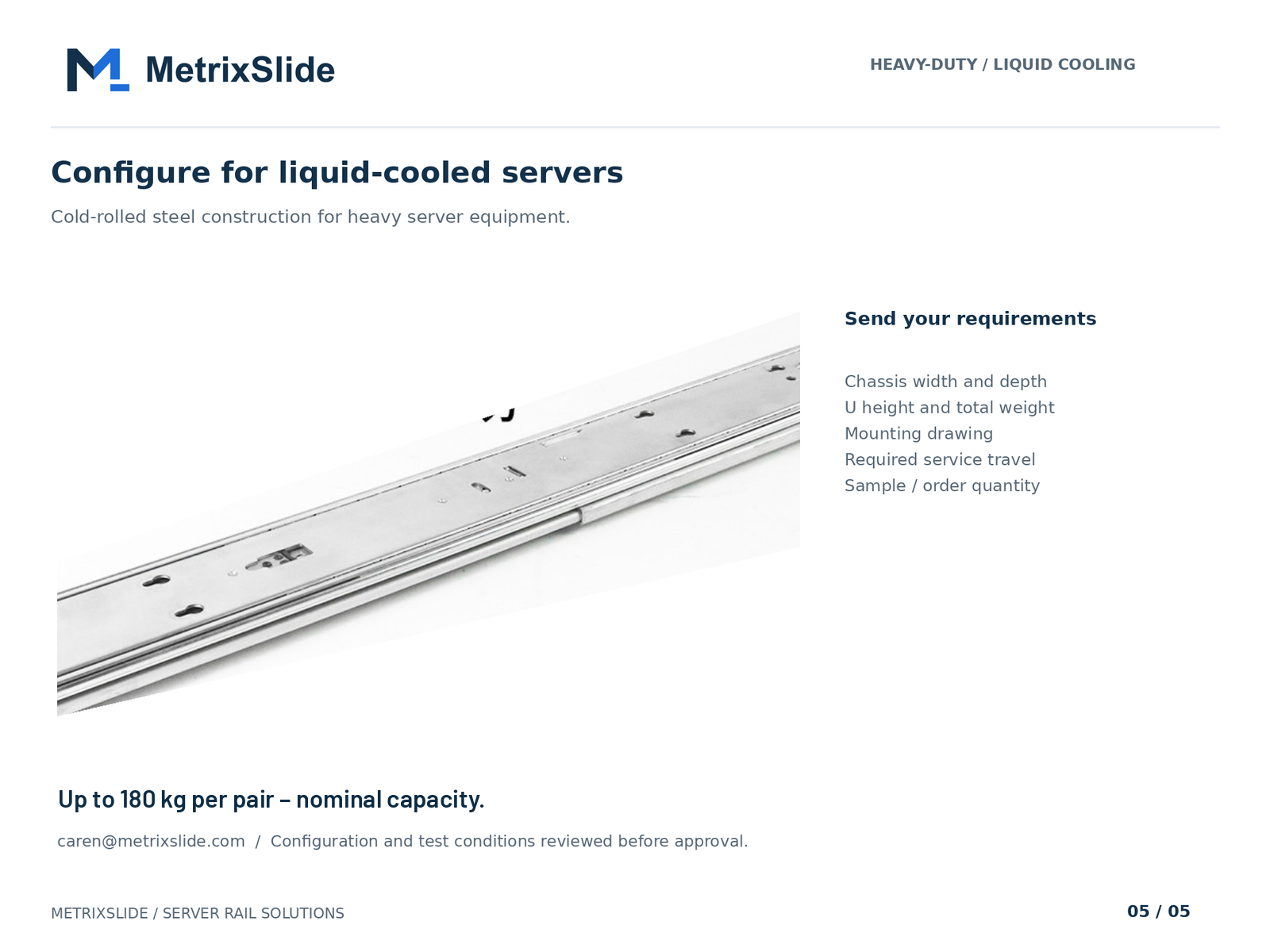 MS-BBR-180 Heavy-Duty Liquid-Cooling Server Rail