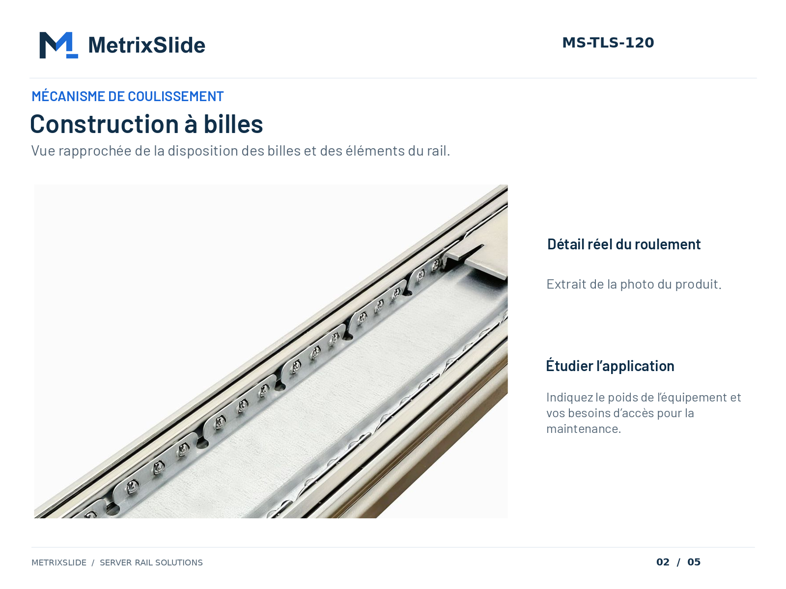 Gros plan sur la structure à billes du MS-TLS-120