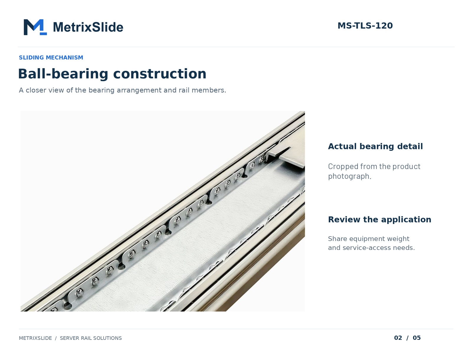 MS-TLS-120 Tool-less Ball-Bearing Server Rails
