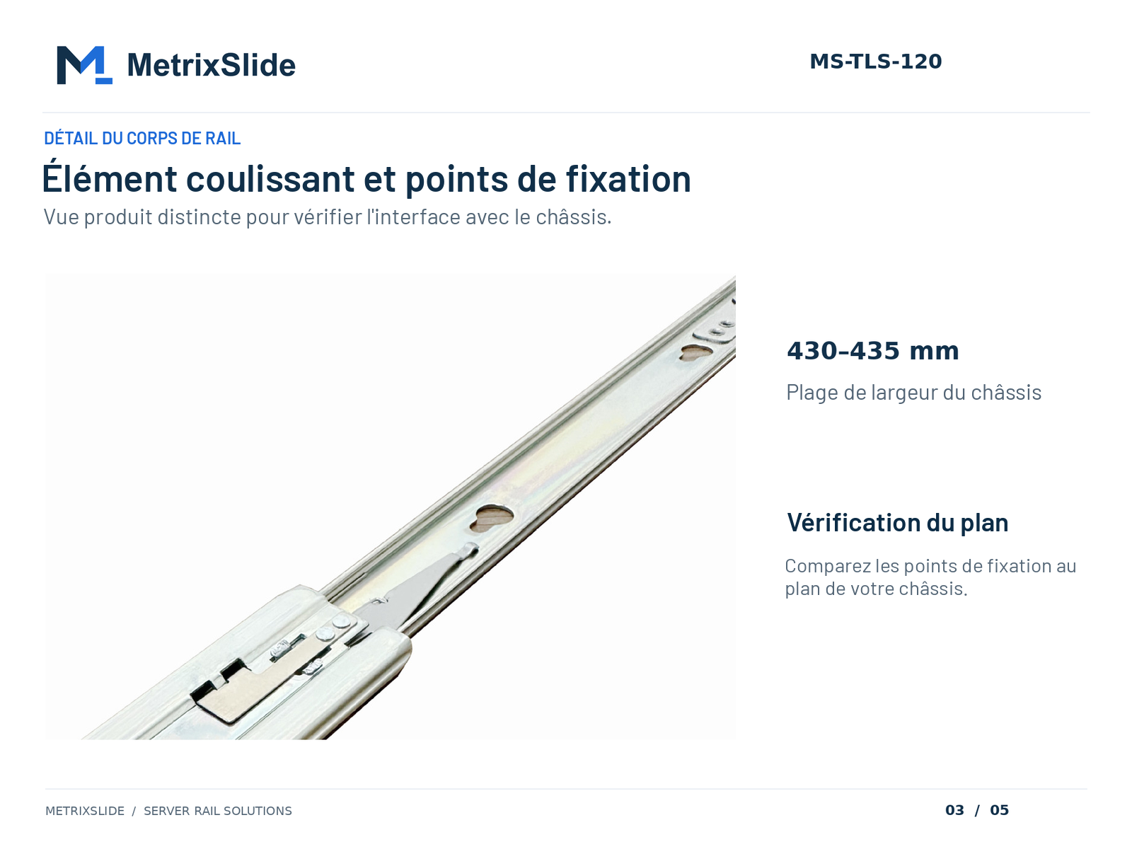 Élément coulissant du rail MS-TLS-120
