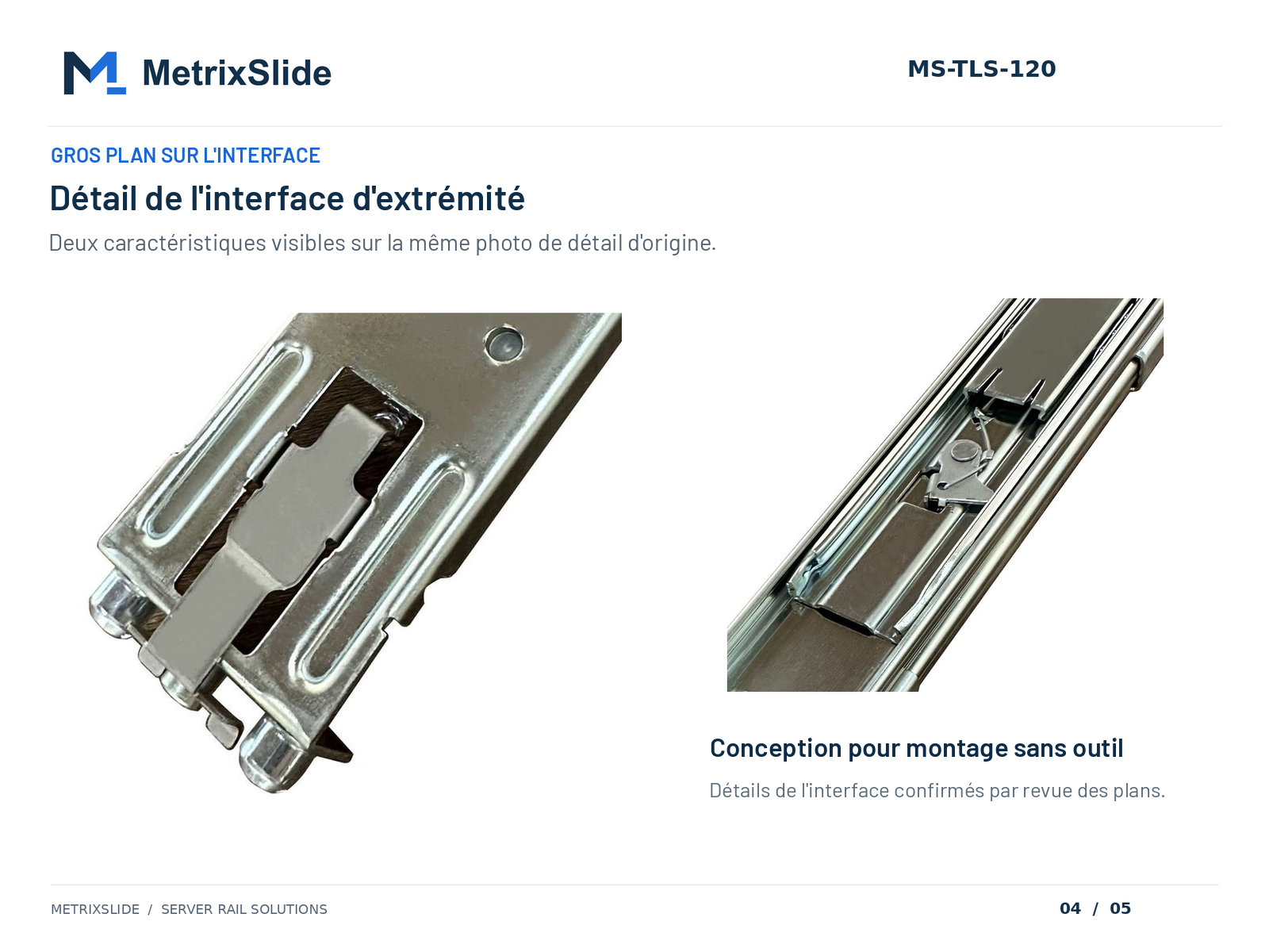 Interface à l'extrémité du rail MS-TLS-120