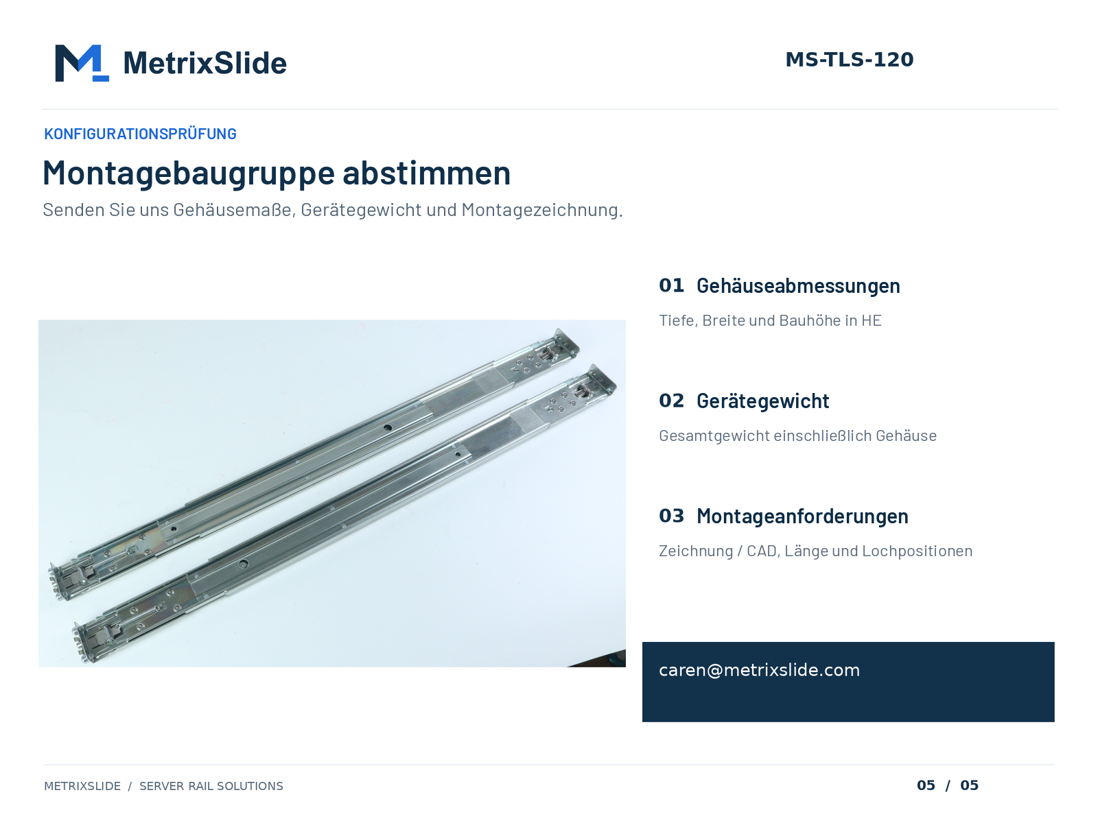 MS-TLS-120: vollständige Schiene und Konfigurationsangaben
