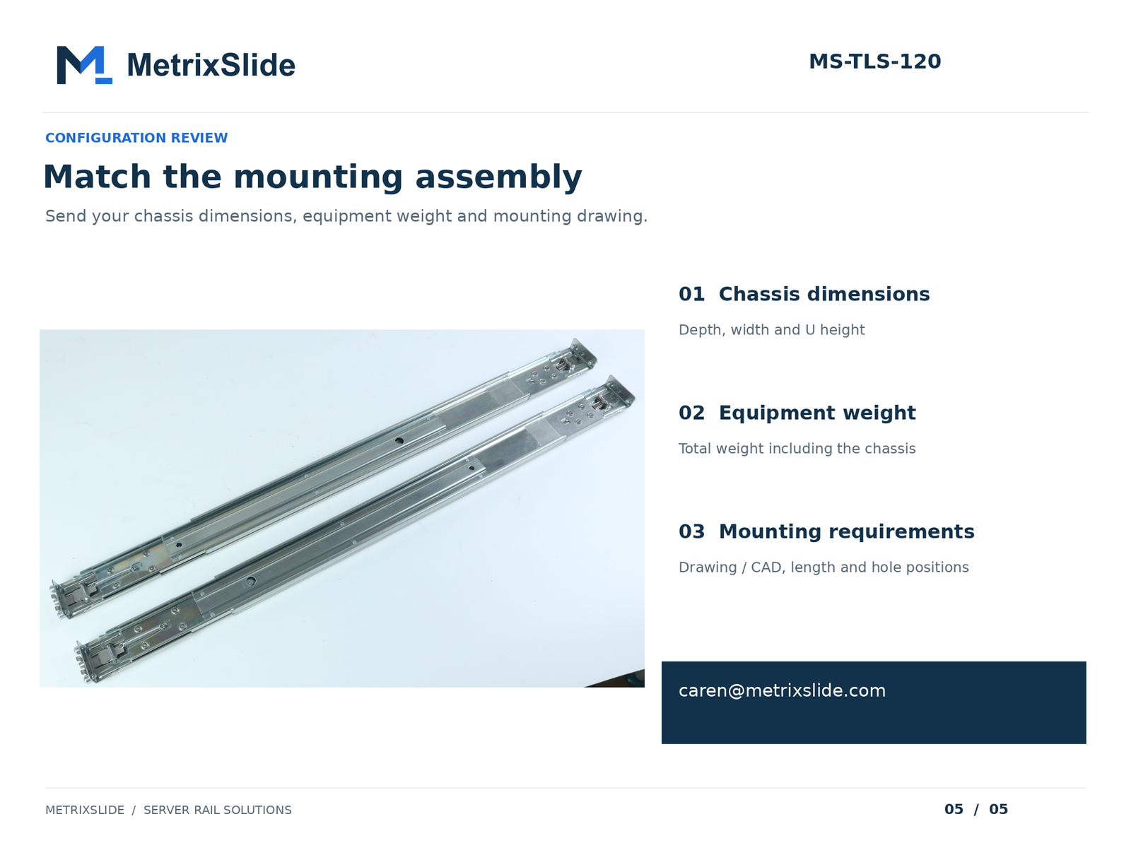 MS-TLS-120 Tool-less Ball-Bearing Server Rails