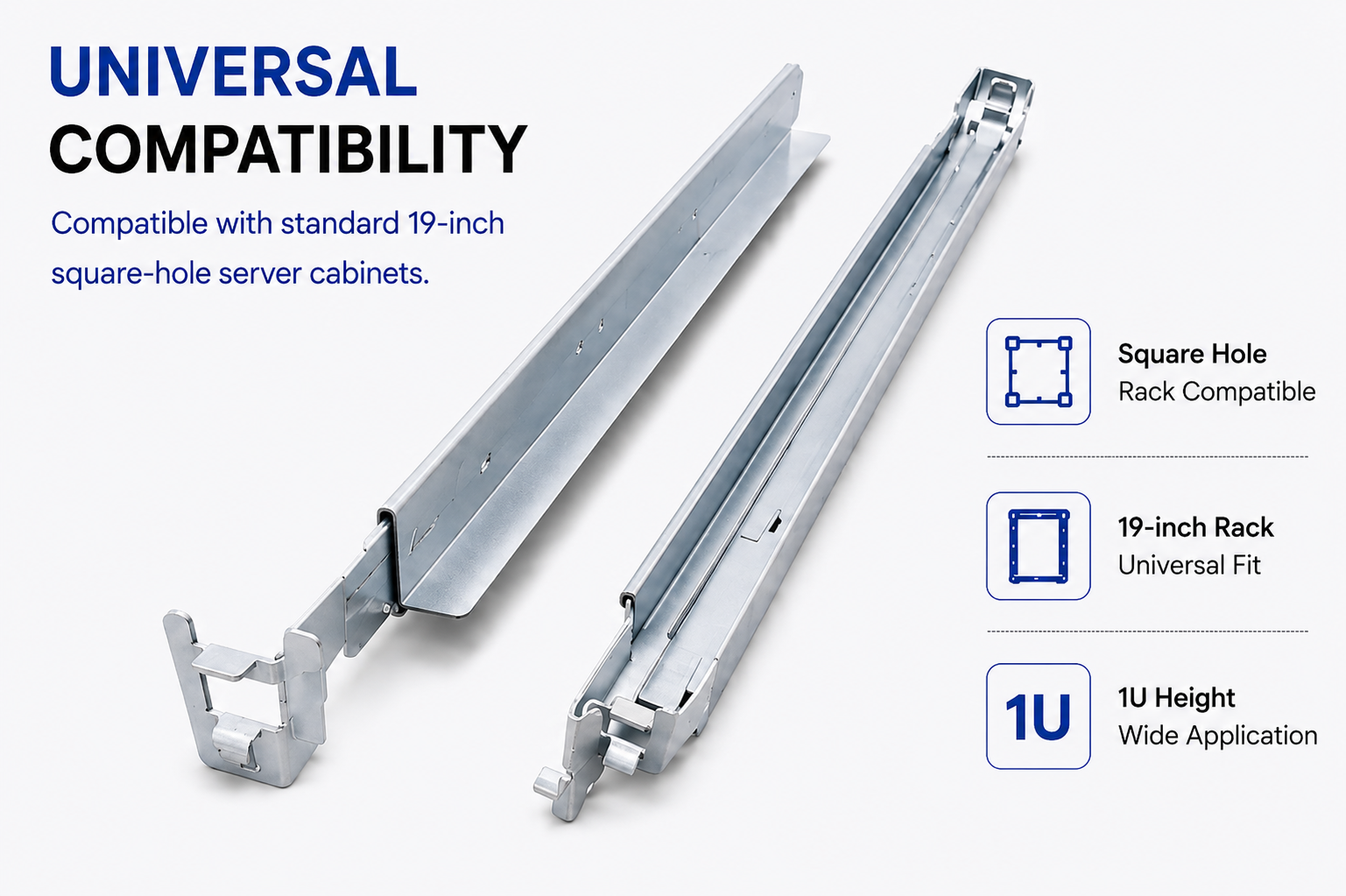 MS-TLS-1U-100 Tool-less Rack Support Rail