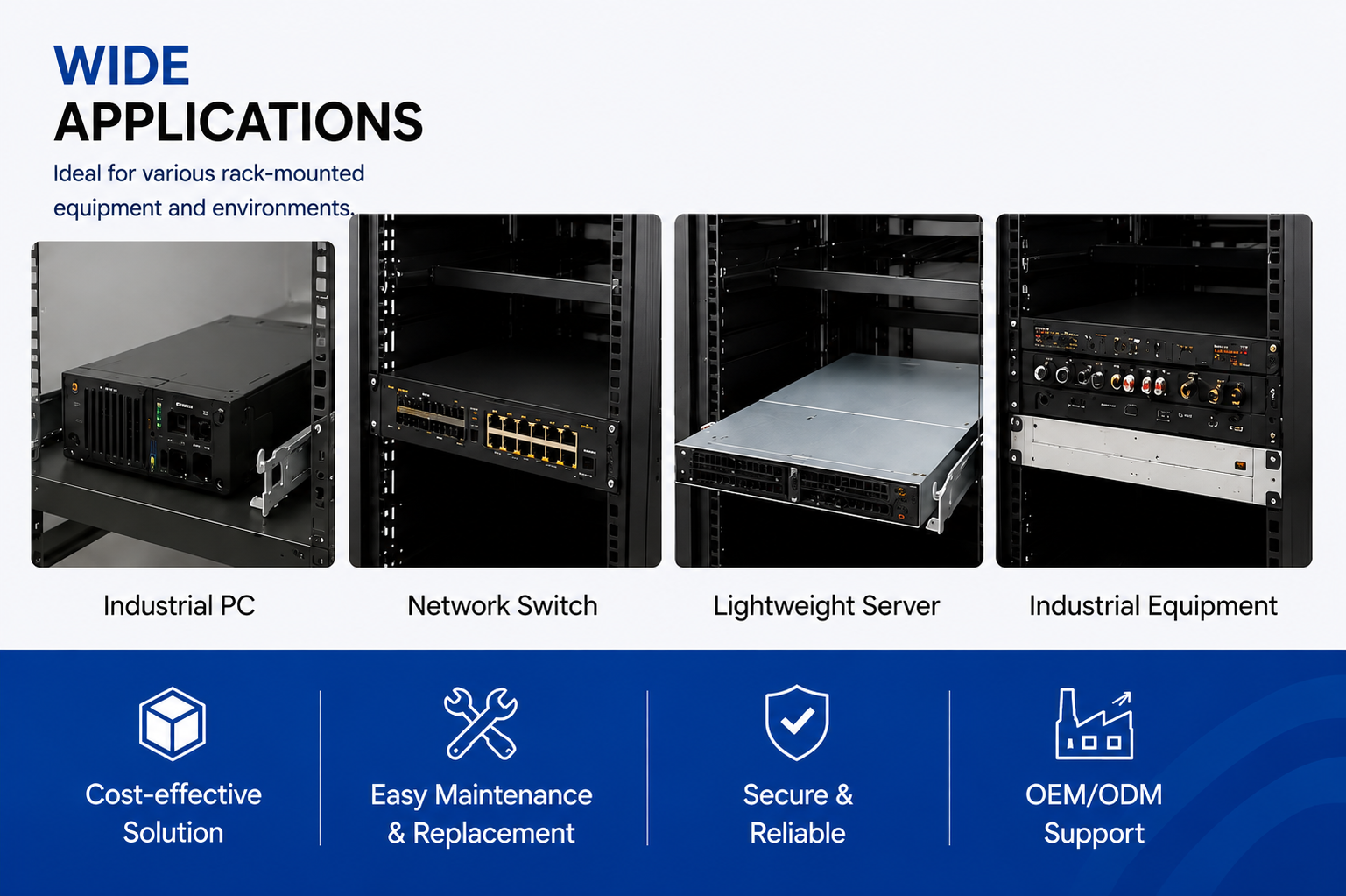 MS-TLS-1U-100 Tool-less Rack Support Rail