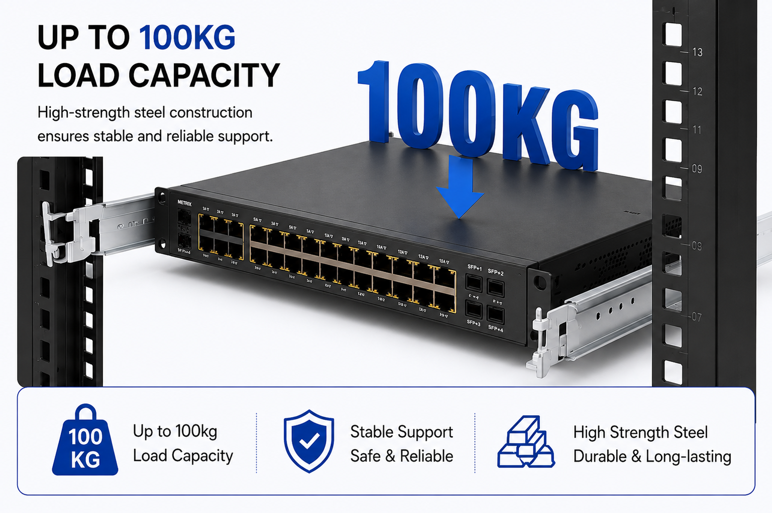 MS-TLS-1U-100 Tool-less Rack Support Rail